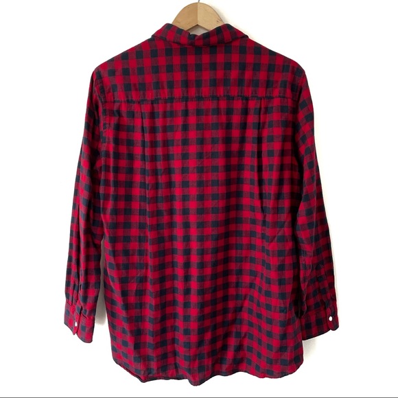 Red and Navy Uniqlo Long Sleeve Flannel - Picture 5 of 5